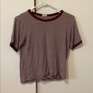 red and white striped tee